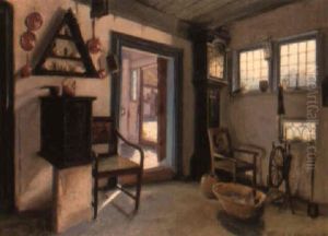 A Farmhouse Interior by Peder Jacob Marius Knudsen