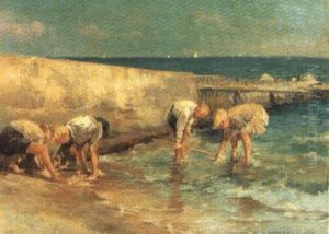 Musselplockande Pojkar by Peder Jacob Marius Knudsen