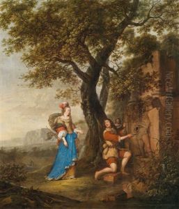 Eine Elegante Jagdgesellschaft Bei Der Rast An Einem Brunnen (diana, Cephalus Und Procris) by Nikolaus Knuepfer