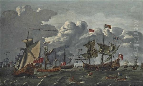 Charles Ii Transferring From The Royal Yacht Cleveland To The Royal Prince To Hold A Council-of-war On The Thames Estuary, 10th September - view 1