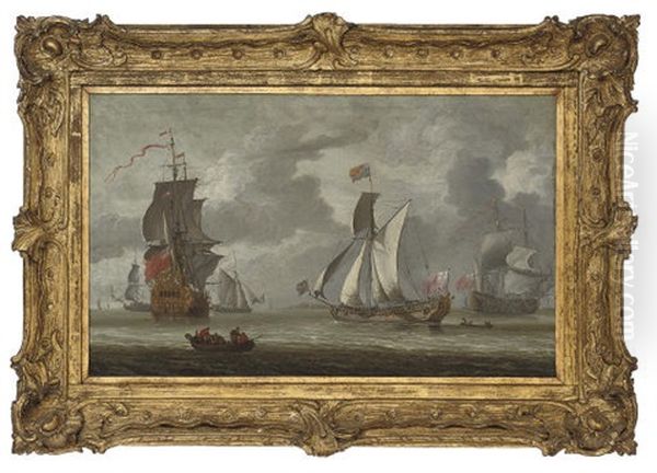 The Royal Yacht "cleveland," With King Charles Ii Aboard, Arriving To Inspect The Flagship At The Nore - view 1