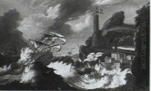 British Frigate Labouring In Heavy Seas