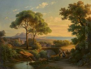 Blick Aus Dem Tal Des Fiume Magra Auf Die Kuste Bei Carrara Mit Blick Auf Korsika by Georg Koebel