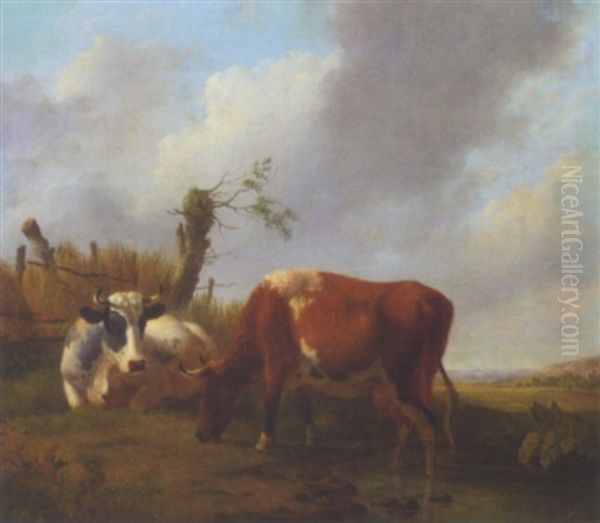 Cows By A Pond In Summer - view 1