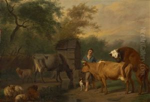 Hirte Mit Vieh An Der Tranke by Jan Kobell the Younger