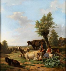Sommerliche Landschaft Mit Hirte Und Herde by Jan Kobell the Younger