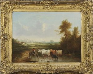 Vaches A L'abreuvoir by Jan Kobell the Younger