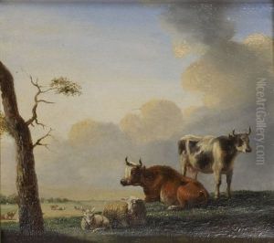 Vaches Au Repos (pair) by Jan Kobell the Younger