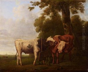 Landschaft Mit Stier Und Kuh by Jan Kobell the Younger
