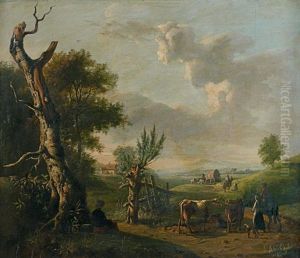 Paysans Dans Un Paysage by Jan Kobell the Younger