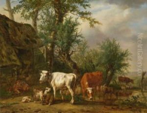 Vieh An Der Tranke by Jan Kobell the Younger