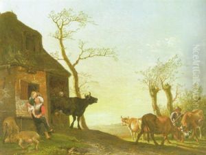 Austrieb Der Kuhherde Aus Den Stallungen by Jan Kobell the Younger