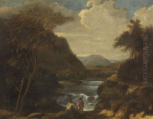 Berglandschaft Mit Wasserfall by Ferdinand Kobell