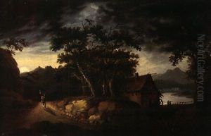 Waldlichtung Mit Weg Und Ausblick Auf Eine Muhle Und Einen See