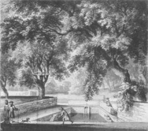 Der Wolfsbrunnen In Heidelberg by Ferdinand Kobell