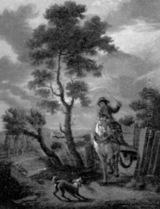 Reiter Mit Hund Vor Landschaft by Ferdinand Kobell