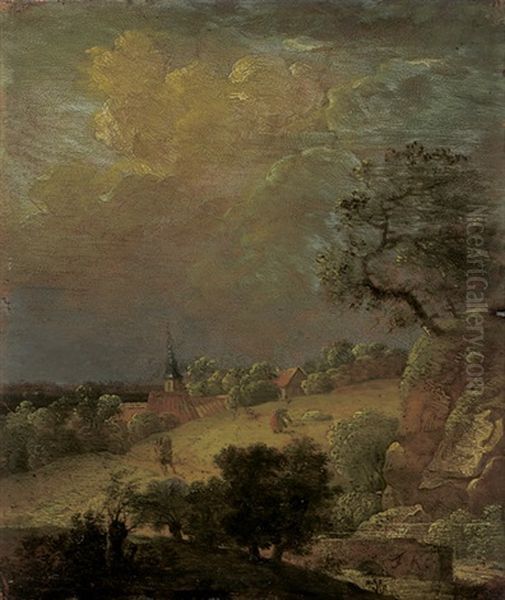 Dorf Zwischen Hugeln Bei Aufziehendem Gewitter (+ Dorf Zwischen Weinbergen Bei Abendlicht; 2 Works) - view 1