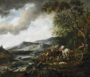 Weite Fluslandschaft Mit Reisenden(+ Another, Similar; 2 Works)
