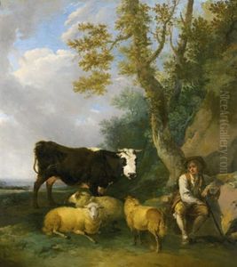 Hirte Mit Herde In Einer Landschaft by Franz Innocenz Kobell