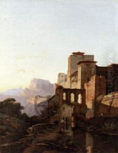 Golden Light On A Fortess by Franz Innocenz Kobell