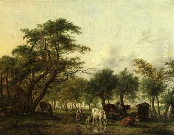 Cattle By A Stream - view 1