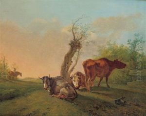 Landschaft Mit Weidenden Kuhen by Jan Kobell
