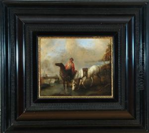 Berittener Bauer Mit Seinen Pferden An Der Tranke (after Philips Wouwerman (1619-1668))