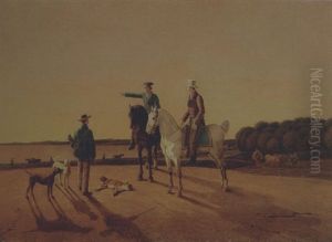 Zwei Reiter Und Ein Jager Vor Seenlandschaft by Wilhelm Alexander Wolfgang von Kobell
