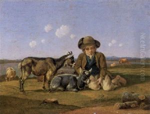 Der Ziegenhirte Mit Zwei Jungen Zicklein Der Ziegenhirte Mit Zwei Jungen Zicklein