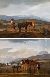 Counterparts: Farmer's Wife With A Boy; Horses With Cart And Shepherds
