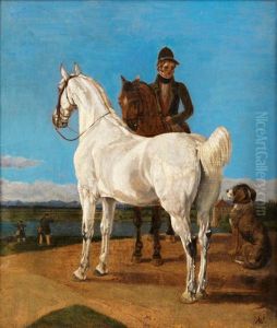 Reiter, Schimmel Und Hund Vor Dem Weiherhaus Bei Emming, Um 1852