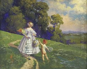 Dame Begegnet Elfenkind Mit Blume