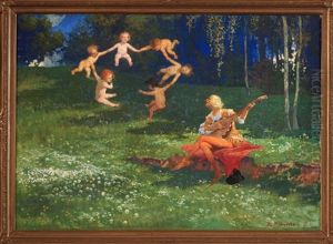 Lautenspieler Mit Puttenreigen by Hans Koberstein