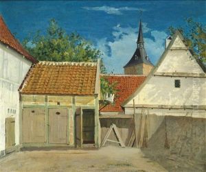 The Interior Of A Courtyard In Odense by Christen Kobke
