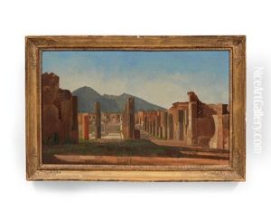 Vue Du Forum De Pompei Avec Le Vesuve
