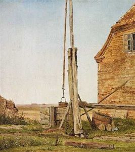 En Brondvippe. Til Hojre Et Hus by Christen Kobke