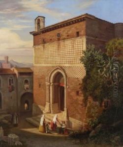 Vor Einer Italienischen Kirche