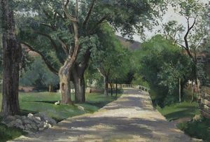 Geschwungener Weg In Einem Park by Friedrich Ferdinand Koch