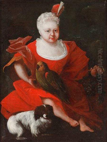 Grafin Amalia Belgica Zu Ysenburg-budingen Als Zweijahriges Madchen Mit Papagei Und Hund - view 1