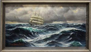 Dreimaster Auf Sturmischer See by Georg Karl Koch