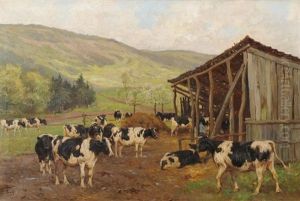 Kuhe Vor Dem Laufstall by Georg Karl Koch