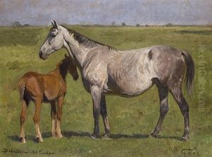 Gray Mare With Foal by Georg Karl Koch