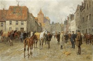 Pferdemarkt In Breslau by Georg Karl Koch
