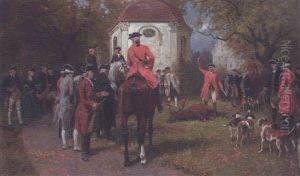 Hunt Scene With Stag by Georg Karl Koch