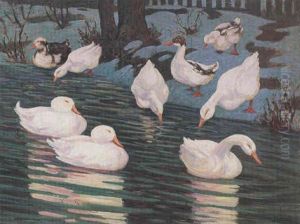 Ducks In A Wintry Pond