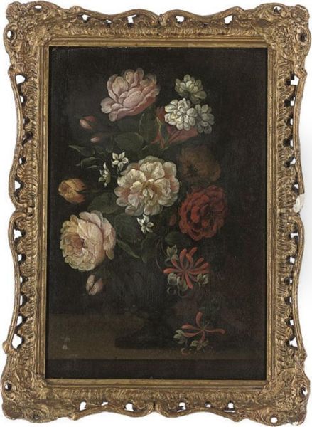 Roses And Carnations In A Vase - view 1
