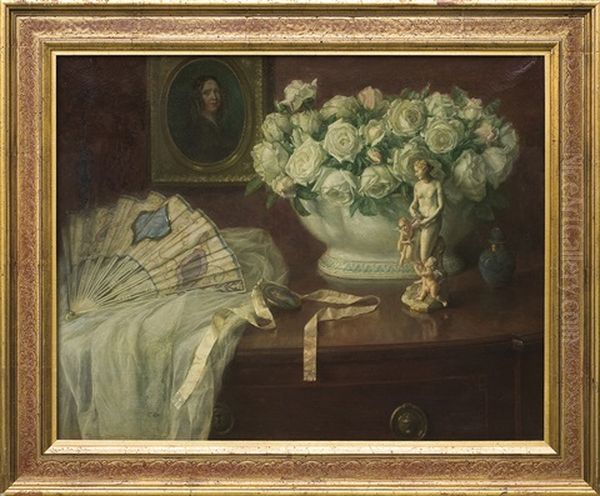 Still Life With A Fan And White Roses - view 1