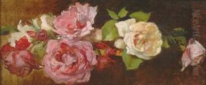 Prachtvolles Blumenstillleben Mit Rosen by Ludwig Koch