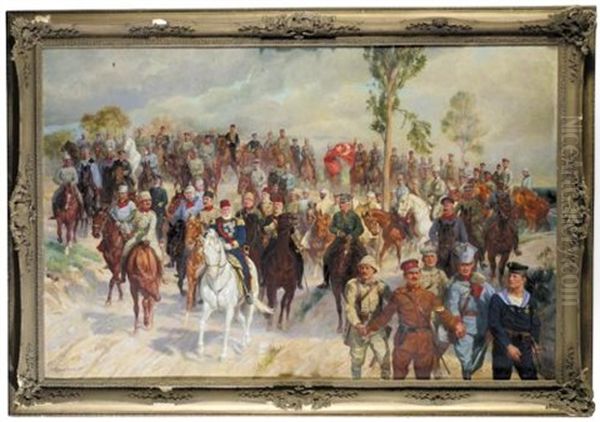 Military Scene With Austrian, German And Turkish Soldiers (militarszene Mit Osterreichischen, Deutschen Und Turkischen Soldaten) - view 1