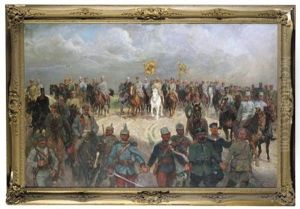 Franz Joseph I Austrian Emperor And Wilhelm Ii German Emperor With Officers (franz Joseph I., Kaiser Von Osterreich Und Wilhelm Ii., Deutscher Kaiser Mit Offizieren)